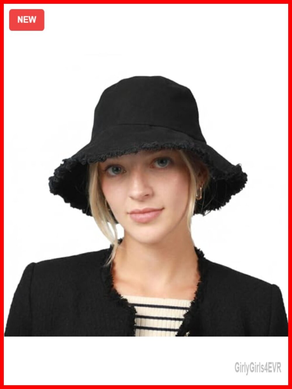 Frayed Bucket Hat - Trendy Washed Cotton Wide Brim Boonie Outdoor Sun Hat
